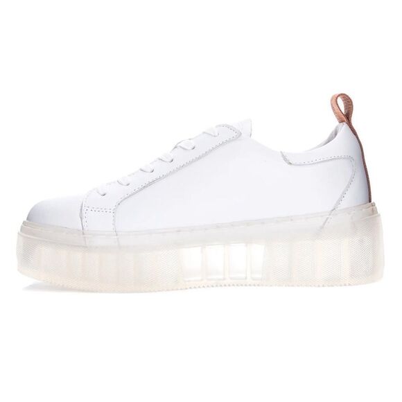 42 Gold Glee Napa Leather Platform Sneakers In White Size 8.5 - Picture 1 of 13
